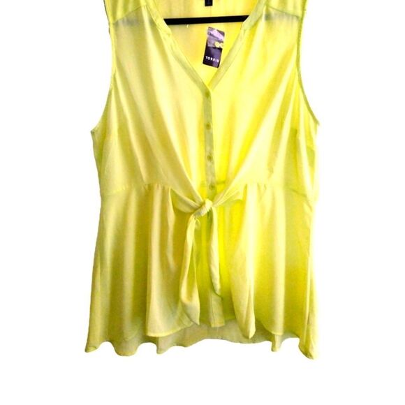 TORRID Plus Size Sheer Neon Lime Sleeveless Georgette Peplum blouse 2X - Picture 5 of 14
